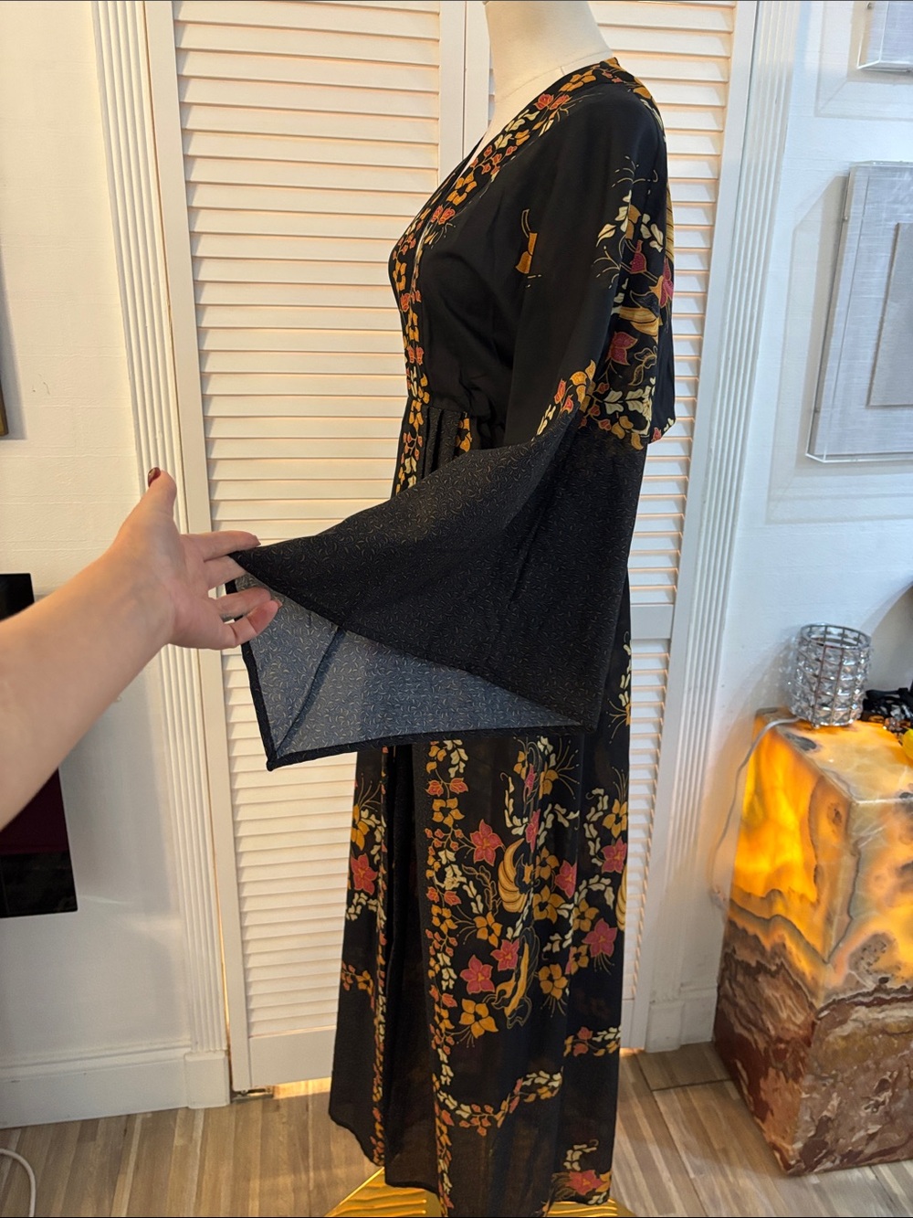 Celia Dragouni kimono floral maxi dress, M - Picture 7 of 9